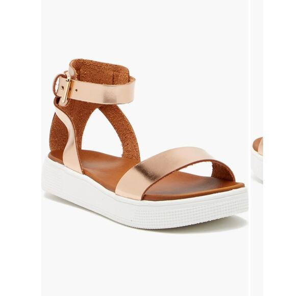 MIA Women's Ellen Round Toe Metallic Flat Sandal Ankle Strap Leather Copper S 10 - Picture 9 of 12